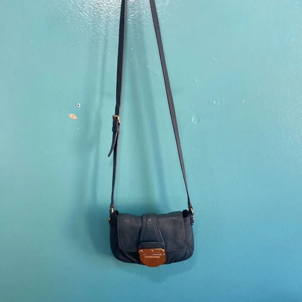 Michael Kors Blue Leather Small Crossbody Bag 6' X 8